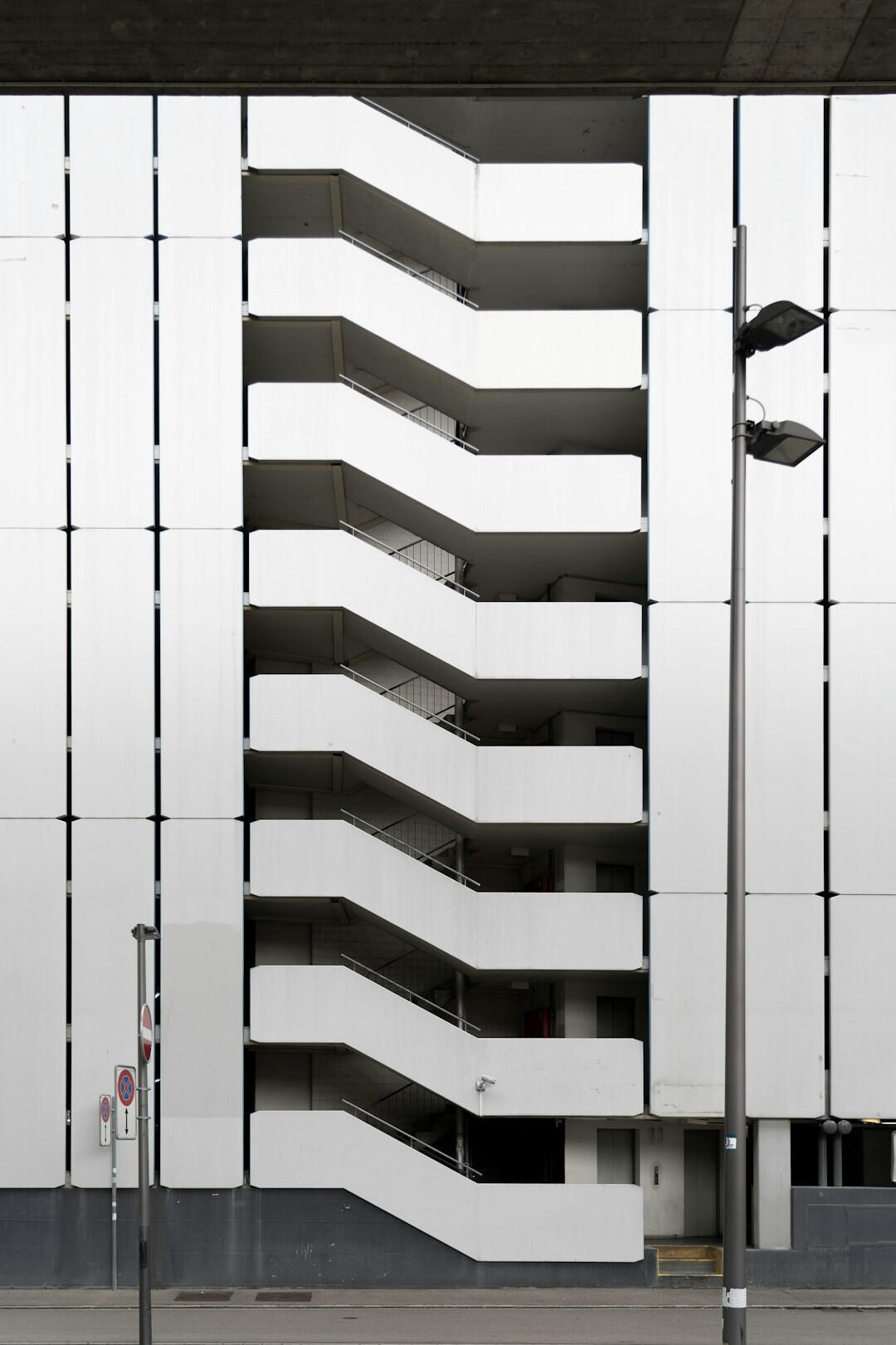 Modern Swiss architecture building facade with clean lines