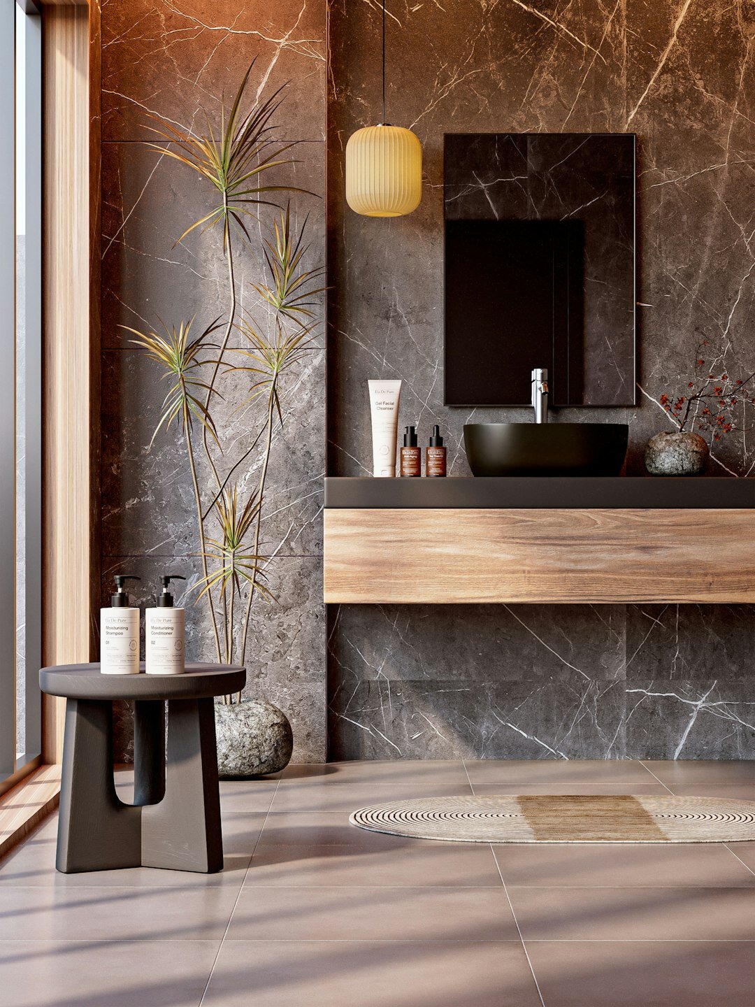 celebrity bathroom with marble